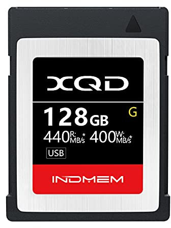 INDMEM XQD 128GB Memory Cards, 5X Tough MLC XQD Flash Memory Cards High Speed G Series| Max Read 440MB/s, Max Write 400MB/s