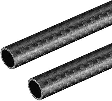 sourcing map Fibre Carbone Rond Tube 10x8x330mm 3K Rouleau Mat Enveloppé Surface pour RC Avion Quadcopter 2Pcs