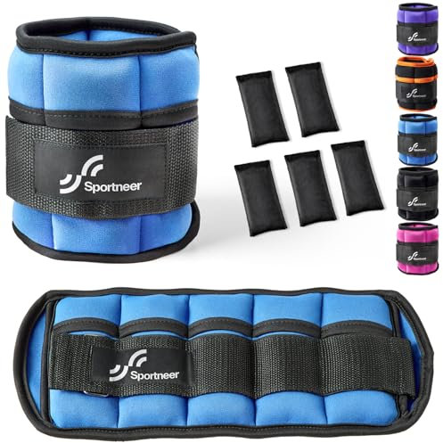 Sportneer Manchettes lestées réglables pour pieds ou poignets, 0,7 à 3 kg par cheville, 1,4 à 6 kg par paire