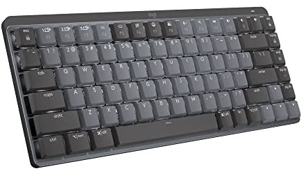 Logitech MX - Mini teclado inalámbrico iluminado, interruptores de clic, retroiluminación, Bluetooth, USB-C, macOS, Windows, Linux, iOS, Android, metal