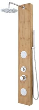 Vente-unique-Colonne de douche hydromassante en bambou - 20 * 140 cm - SOLAL