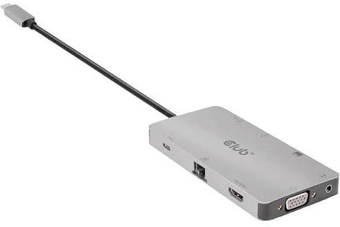 Club 3D USB GEN1 TYPE-C 9-IN-1 HUB WITH HDMI VGA 2X TYPE-A RJ45 SD/MICRO SD CARD SLOTS AND FEMALEPORT Digital/Daten Digital/Display/Video Netzwerk