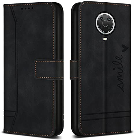 Bravoday Hülle für Nokia G10 / Nokia G20 / Nokia G30, PU Ledertasche Handyhülle Flip Schutzhülle Kompatibel mit Nokia G10 / Nokia G20 / Nokia G30, mit Kartenfäch & Kickstand, Schwarz