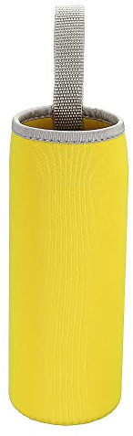 sourcing map Water Bottle Sleeve 500ml Neoprene Carrier Insulated Non Slip Protective Glass Bottles Cover with Strap for Cool or Hot Drinks, Yellow 2 Pack