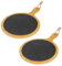 Westmark Lot de 2 planches de service rondes en bambou et ardoise naturelle avec poignée, dimensions : 33 x 23 x 1 cm, bambou/ardoise, tapas + Friends, marron clair/anthracite