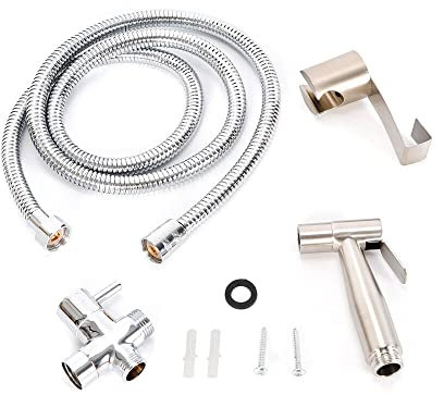 Bidet Edelstahl Handbrause, Bad Bidet Brause Und Halter WC Hand Duschkopf Intim Hygiene DuscheBad mit Halterung und Schlauch für WC, Persönliche Hygiene&Windelreinigung