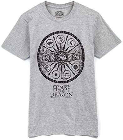 Game of Thrones House of The Dragon Mens T-Shirt | Adults Women Gods Kings Fire Blood Symbol Grey Top | Targaryen Civil War Fantasy Series Merchandise