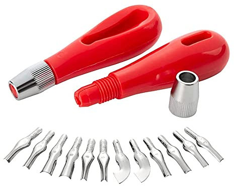 Hopbucan Set di Formine per Linoleum, 2 Set di Formine per Linoleum Artigianali con 6 Lame Assortite per Taglio e Lavorazione di Linoleum, Intagli, Fai-Da-Te