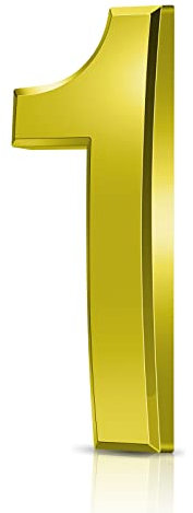 Vicloon Hausnummer, 1 in Gold Acryl Hausnummer,Höhe 7.5cm, Selbstklebende Haus-Nummer, für Tür, Briefkasten, Außen, Anti-Friktion, Wetterfest