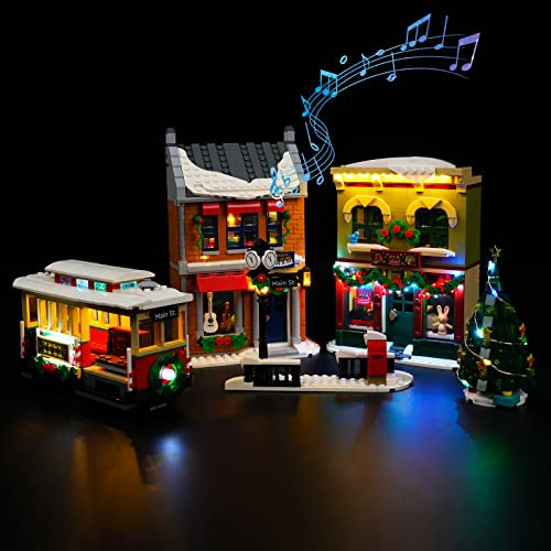 Led Licht Set für Lego Ferienhauptstraße,Sound Version (Spiel Musik) Dekorationsbeleuchtungsset für Lego 10308 Holiday Main Steet Baustein Kreative Spielzeuglichter -Nur Lichter-Set,kein Lego-Modell