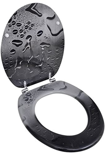 HOMIUSE Toilettensitz WC-Sitz MDF Wassertropfen Design Toilettendeckel Wc Sitz Klobrille Wc Deckel Toilettenbrille Toilet Seat Toiletten Deckel Familien, Restaurants Universell Design 43,7x37,8 cm