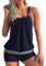 Minetom Maillot de Bain 2 Pièces Femme Tankini Ensembles Maillots Push Up Bikini Set Imprimé sans Manches Débardeur et Short F Marine L