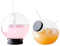 NFNSIG Lot de 2 verres à cocktail en forme de globe avec paille unique en forme de boule de cristal pour cocktail, martini, tequila, margarita