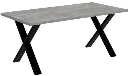 ALTDECOR Esstisch, ideal als Küchentisch oder Wohnzimmertisch, solide Konstruktion aus Möbelplatte,160x90x75 cm - Betonoptik/Schwarz - KLYN X