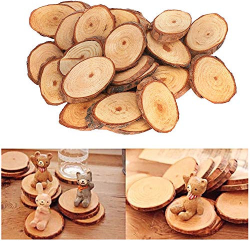 Lot de 25 Tranches de Bois Ovales en Pin Non Finies, Disques Obliques, écorce D'arbre, Cercles en Bois, Bricolage, Arts de la Maison, Peinture Faite à la Main, Décoration festive.