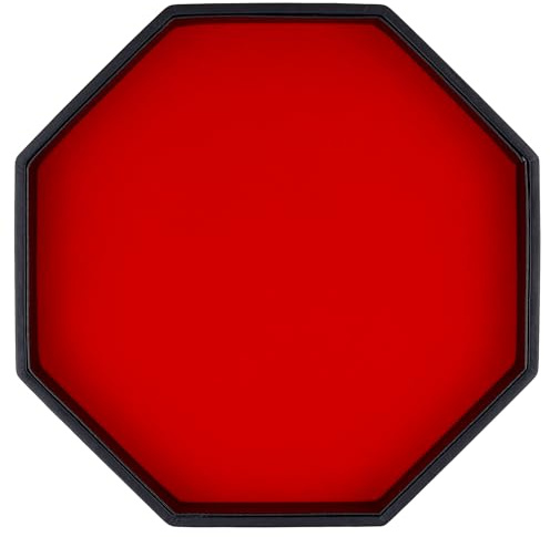 RERIVER Dice Rolling Tray, Felt Lined PU Leather Octagon Dice Tray for Dungeon Crawler Games, Red