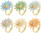 WEBEEDY 6 Stück Gänseblümchen Sonnenblumen Serviettenringe Gold Biene Serviettenringhalter für Stoffservietten Serviettenschnallen für Hochzeit Party Bankett
