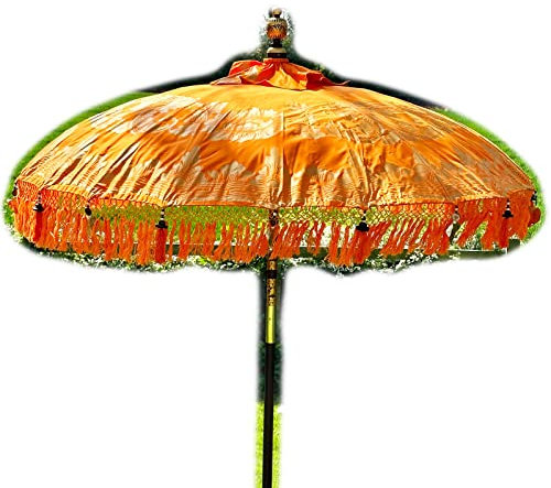 Bali Sun Parasol 2m Handmade Traditional Indonesian Garden Umbrella (Orange)