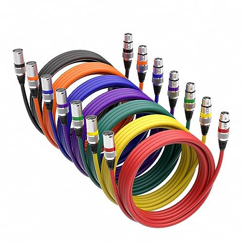 Wrugste XLR Kabel Premium Symmetrisches XLR Mikrofonkabel,6M 7 Stück 3-Pin XLR Stecker auf Buchse DMX Mikrofonkabel für Studioaufnahmen und Live-Produktion