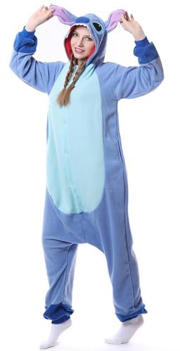 Duledule Relaxo Disfraz Onesie Mujer Mono Stitch Onesies Animal Hombre Pijama Carnaval Halloween Pijama Adulto, azul, S