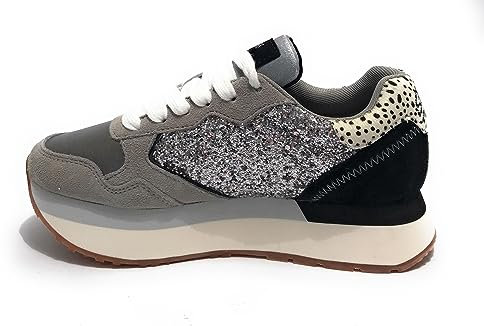 SUN68 Damen D24su09 Sneaker, Silber Schwarz, 38 EU