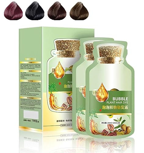 Natural Plant Hair Dye, Pure Plant Extract for Grey Hair Color Bubble Dye, Plant Based Hair Dye, Bubble Plant Hair Dye, Instant Plant Bubble Natural Hair Dye Shampoo (Dark Brown)
