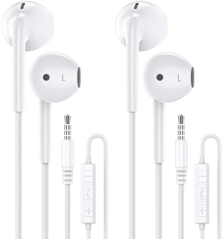 MOSWAG Cuffie In Ear con Microfono Integrate nel Controllo del Volume | per iPad Android MP3 alla Maggior Parte dei Dispositivi Audio da 3,5 mm (Inserto Auricolare Piccolo)