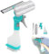 Window Cleaning Kit, 4 in 1 Window Cleaning Equipment, Window Cleaner Brush Tools Accessories, for Car, Kitchen, Bathroom Shower Doors with Spray Bottle, Squeegee, Scraper (blue)