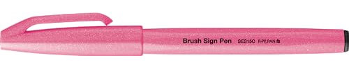 Pentel SES15C-FPX Brush Sign Pen neon-pink, Faserschreiber, pinselähnliche Spitze, 1 Stück