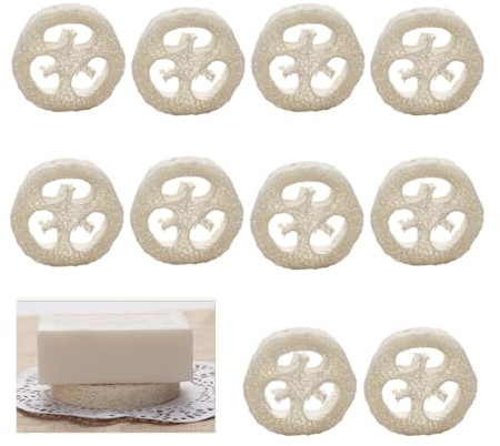 YOYEAH 10-pack naturlig luffasvamp tvålkudde, luffasvampar som tvålskydd för dusch/badrum/kök/bänkskiva