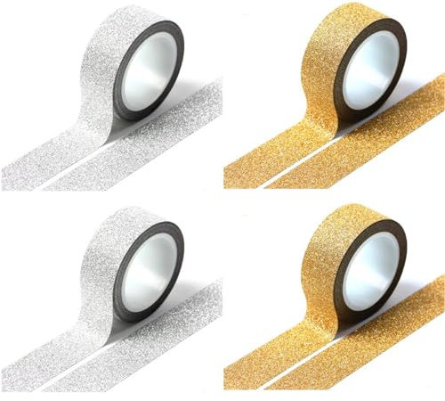 EKSMA Paquete de 4 Cintas Doradas: diseño de lámina Dorada Brillante de Lujo, tamaño Grande para Varios proyectos, fácil de Usar, versátil