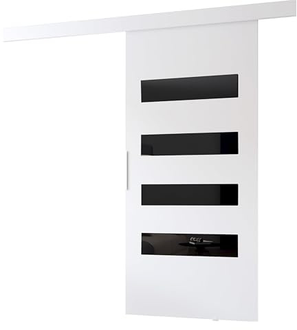 MINIO go for it - Schiebetür Komplettset CLEAN F Schiebetüren 96 cm Breit | Wandmontage, Schiebetürsystem, Zimmertüren - Weiss Matt