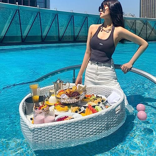 Schwimmende Tablett-Tisch-Bar - Pool Bar Serving Trays for Party Für Erwachsene-Party-Portion Liefert Schwimmendes Tablett Für Pool Getränke,Weiß