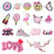 16 Pcs Iron On Patches for Clothing, Pink Embroidered Patch Assorted Applique Patches Cute Iron on Patches for Clothing Jeans Jackets Hats Shoes Backpacks DIY Accessories