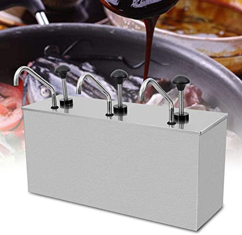 Mudshape 3x4 Liter Edelstahl Pump Saucenspender Soßenpumpenspender Eimer Soßenspender Pump Edelstahl Pumpspender Saucenspender Behälter Ketchup Senf Spender für Restaurants und Haushaltsküchen