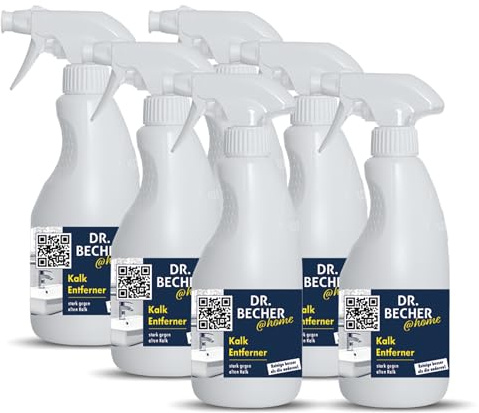 DR.BECHER @home Vorteilspack Kalk Entferner, Mühelose Entfernung von Kalk, Urinstein und Rostflecken mit Anti-Beschlags-Effekt - Ideal für Armaturen, Duschkabinen, Fliesen und Waschbecken 6x 500ml