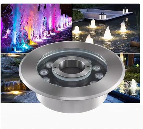12/24V Underwater Pond Light - LED Ring Underwater Fountain Light - Stainless Steel Park Plaza Fountain Lights, IP68 Waterproof Submersible LED Landscape Spotlights, For Pond Pool Aquarium(Warm White