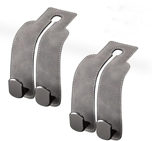 MINICIRCLES Car Seat Hooks 2pcs, Multifunctional Car Headrest Hook for Headrest Bags Purses Umbrellas Phones, Car Storage Hook for Car Organization (Gray)