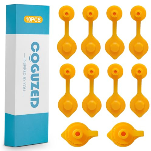 CoguZed 10 Pcs Universal Yellow Gas Can Vent Caps for Plastic Gas Cans, Gas Can Vent Caps, Gas Tank Vent, Fuel Can Vent Cap, Gas Can Vent Plug