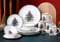 16-Piece Christmas Dinnerware Set with Green Edge - Porcelain Dinnerware for Christmas (410.5 Inch Plates, 48 Inch Plates, 4Bowls, 4Mugs)