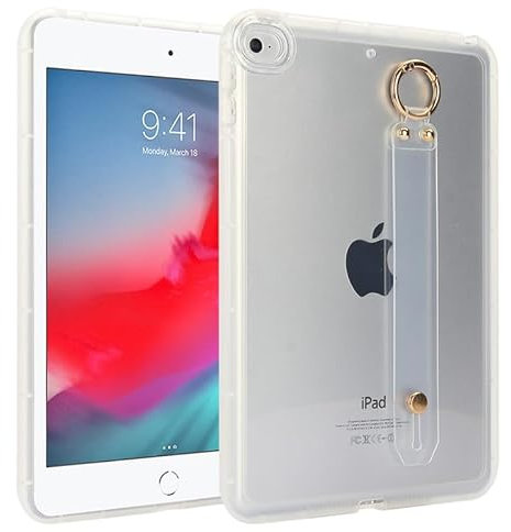 Funda para iPad Mini 4 5, con muñequera, funda transparente suave para iPad Mini 5ª/4ª de 7.9 pulgadas, absorción de golpes, funda delgada y ligera, transparente