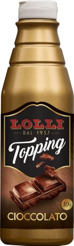 LOLLI - Topping, glassa per dolci, ideale per decorare torte, gelato e dolci, topping senza glutine (Flacone da 800gr, Cioccolato)