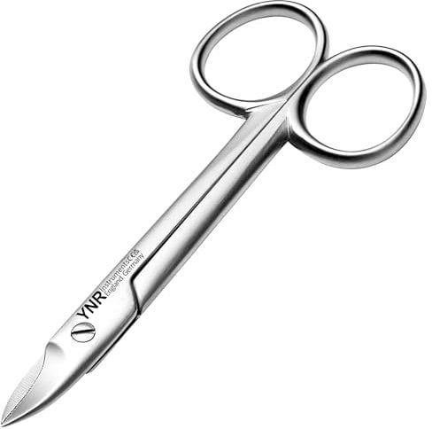 YNR German Stainless Steel Nail Scissors Cutting & Trimming Toenail Scissor Anti-Slip Serrated Blade for Men & Women Manicure & Pedicure Shares for Thick Nails & Cuticle with Pouch