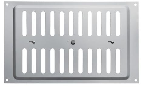 SOTECH Edelstahl SS304 Lüftungsgitter verschließbar (260 x 165 mm) Lüftungsblech mit ovaler Schlitzlochung zum Aufschrauben mit Schiebeverschluss