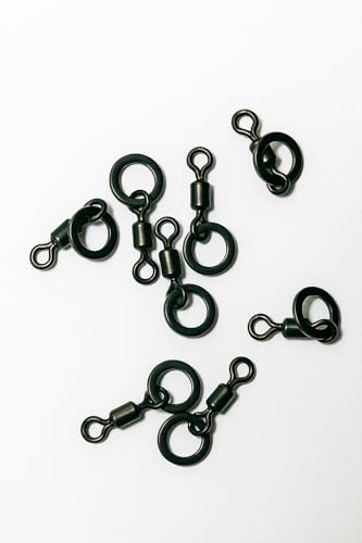 Snide Tackle Micro Ring Swivels – Size 20, Black, Pack of 10 – Anti-Glare, Carp Fishing Terminal Tackle