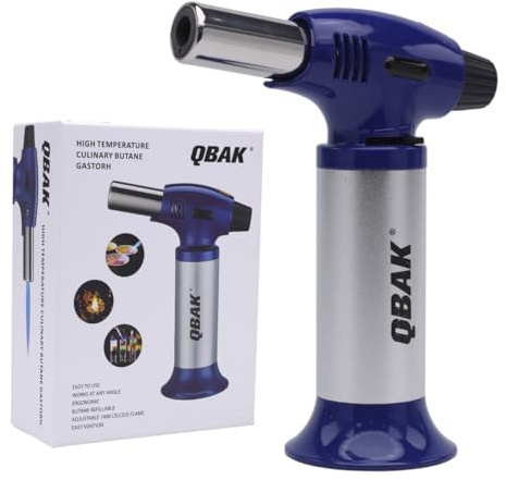 Soplete de Cocina Profesional con Gas Incluido – Antorcha de Butano Mini con Llama Ajustable y Seguro de Bloqueo para Crème Brûlée, Barbacoa y Camping