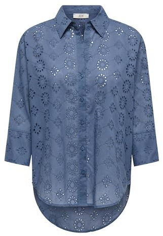 JDY Damen Bluse | Baumwolle | Regular Fit | Polokragen | 3-4 Ärmel | unifarben | atmungsaktiv | Knopf | Basic-Style | ideal für Casualmode