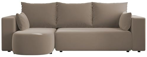 4ALL HOME Ecksofa mit Schlaffunktion Tivo 246x145 cm - Couch - Sofa mit Bettkasten - Eckcouch - L-Form - Schlaffsofa - Schlafsofa mit Bettkasten - Universal (Velo 623 Cappuccino)