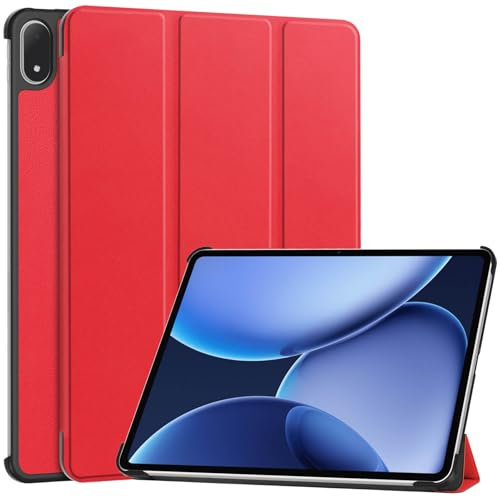 Newbillion Funda Compatible con OnePlus Pad3/OnePlus Pad2 Pro Tablet de 13,2 Pulgadas 2025, Cubierta Ultra Fina con Carcasa Trasera Rígida Antichoque con Soporte, Auto Sueño/Despertar, Rojo
