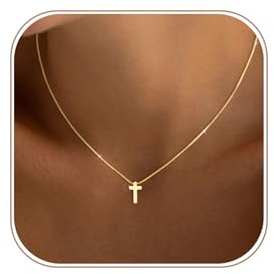 Mesaro Necklaces for Women - Gold Cross Necklace Easter Gifts Simple Choker with Adjustable Chain Crucifix Necklace for Women Dainty Jewelry Gifts for Her